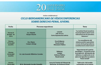 Invitación al Ciclo Iberoamericano de Vídeoconferencias sobre Derecho Penal Juvenil